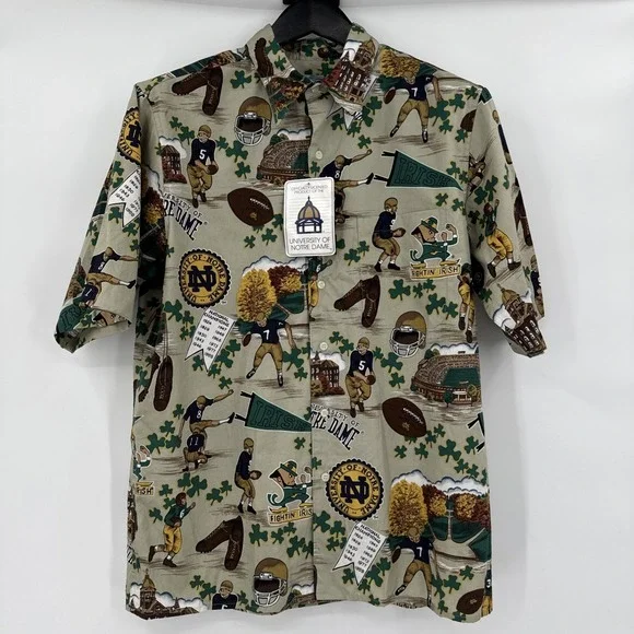 Reyn Spooner Notre Dame Football Fighting Irish Hawaiian Shirt Men'sM New Tags